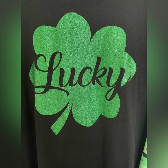 Green and Black Shamrock 3/4 Long Sleeve Tee - Picture 2 of 4